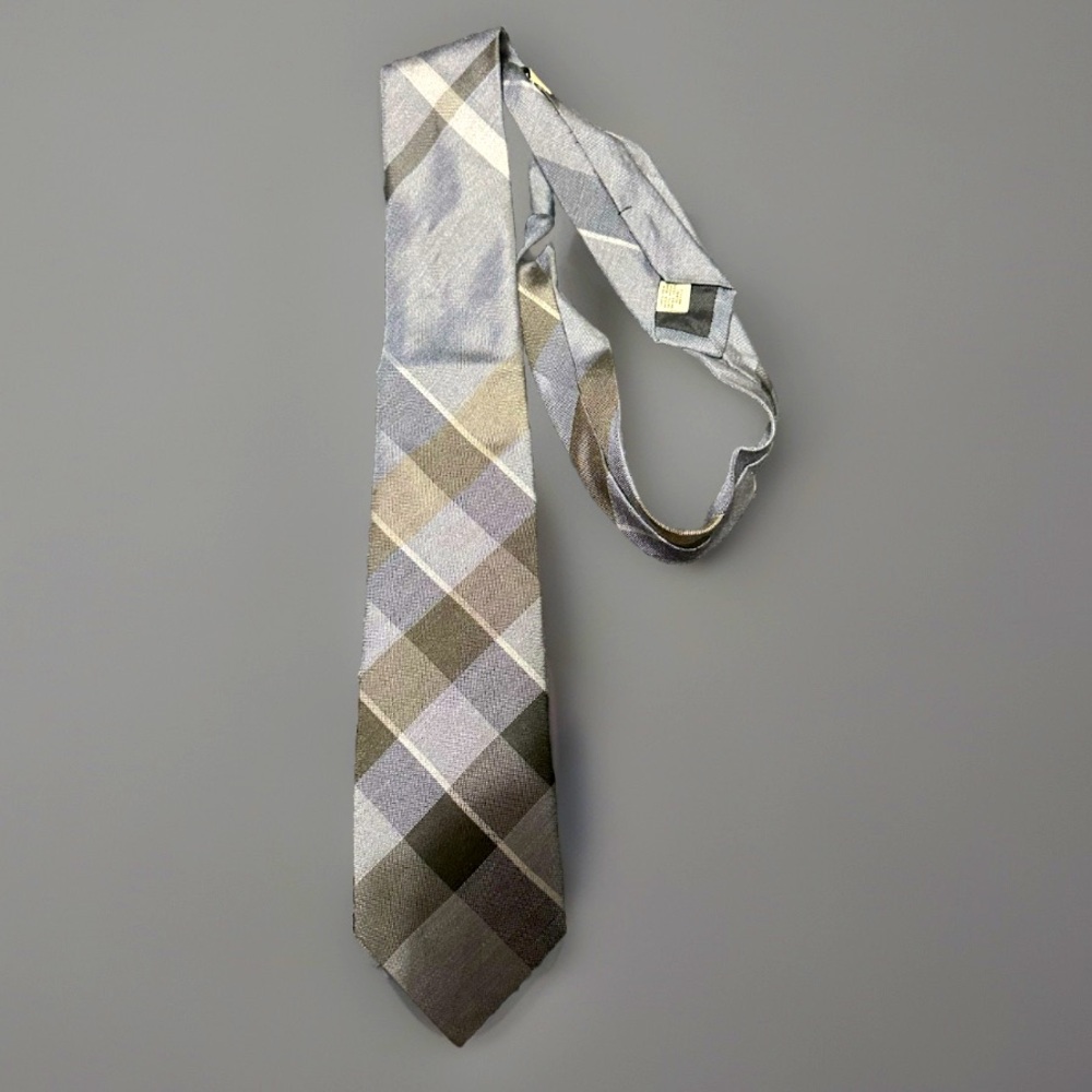 Burberry Elegant Plaid Tie in Gray and Blue